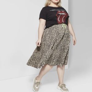 Wild Fable Leopard Pleaded Midi Skirt Size 2X